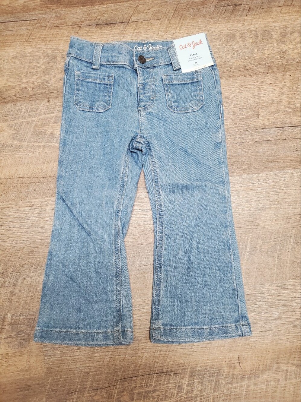 Cat & Jack Ultimate Stretch Flare Toddler Girl's Medium Wash Jeans NWT Size 3T